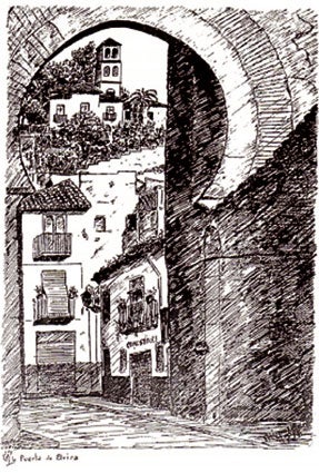 La Puerta de Elvira, plumilla de M. López Muro La Puerta de Elvira, plumilla de M. López Muro