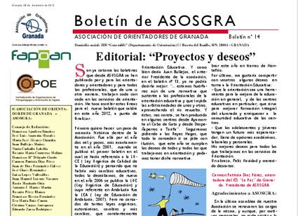 Portada del Boletín de Asosgra, nº 14