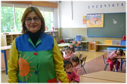 Mª Carmen, esta mañana en su aula del CEIP Parque de las Infantas /A.A. 