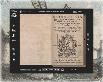 Captura de pantalla del Quijote interactivo Captura de pantalla del Quijote interactivo