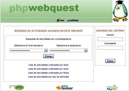 Portada del repositorio de PHPWebquest Portada del repositorio de PHPWebquest