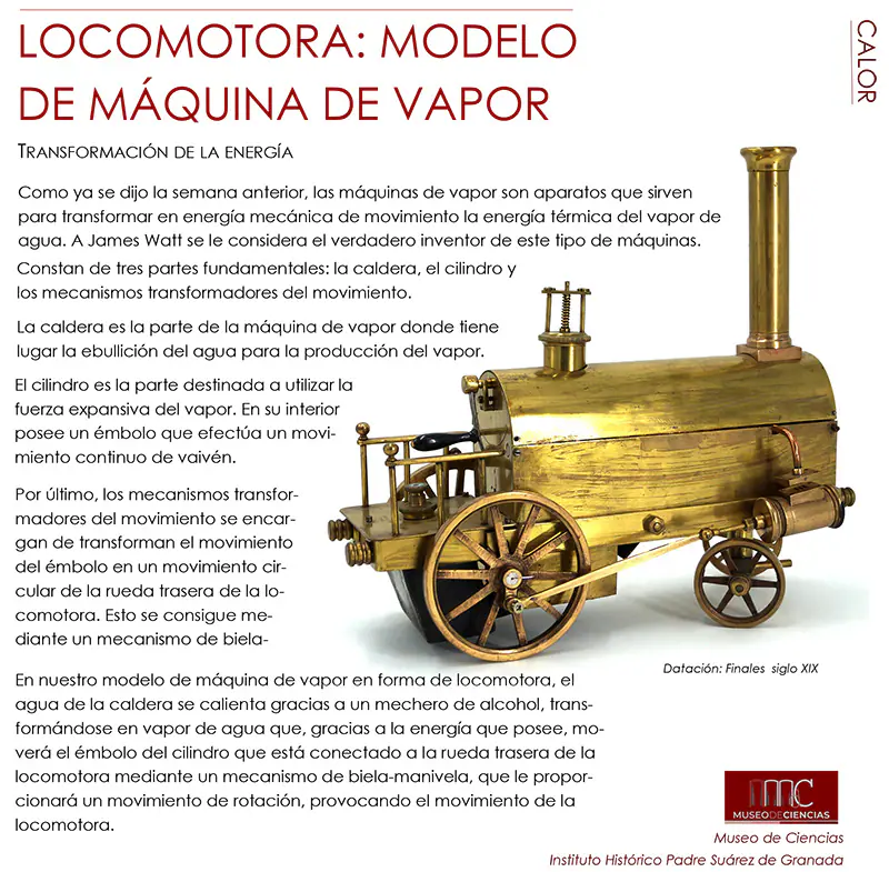 Elemento de semana del Museo de Ciencias del IES Suárez (69):Locomotora. Modelo de máquina de - En